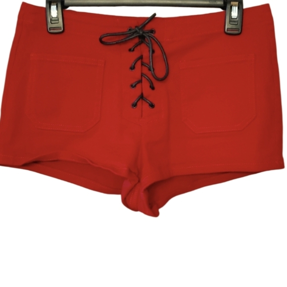dELiA*s High Waist‎ Red Shorts with Lace-Up Front Sizr Medium - Picture 1 of 6